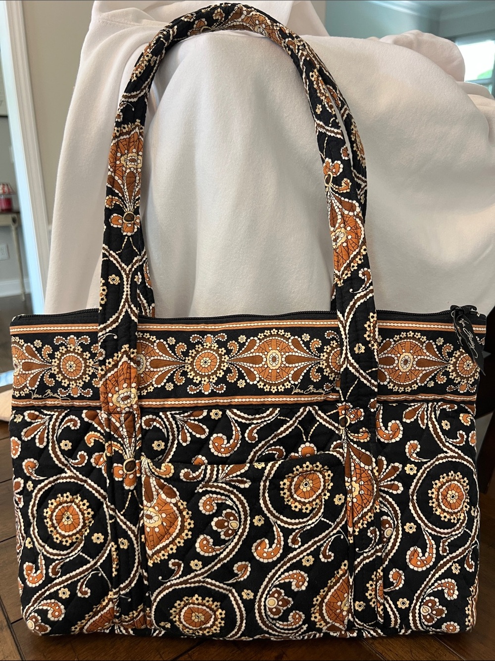 Vera Bradley Quilted Paisley Tote in Black and Rust